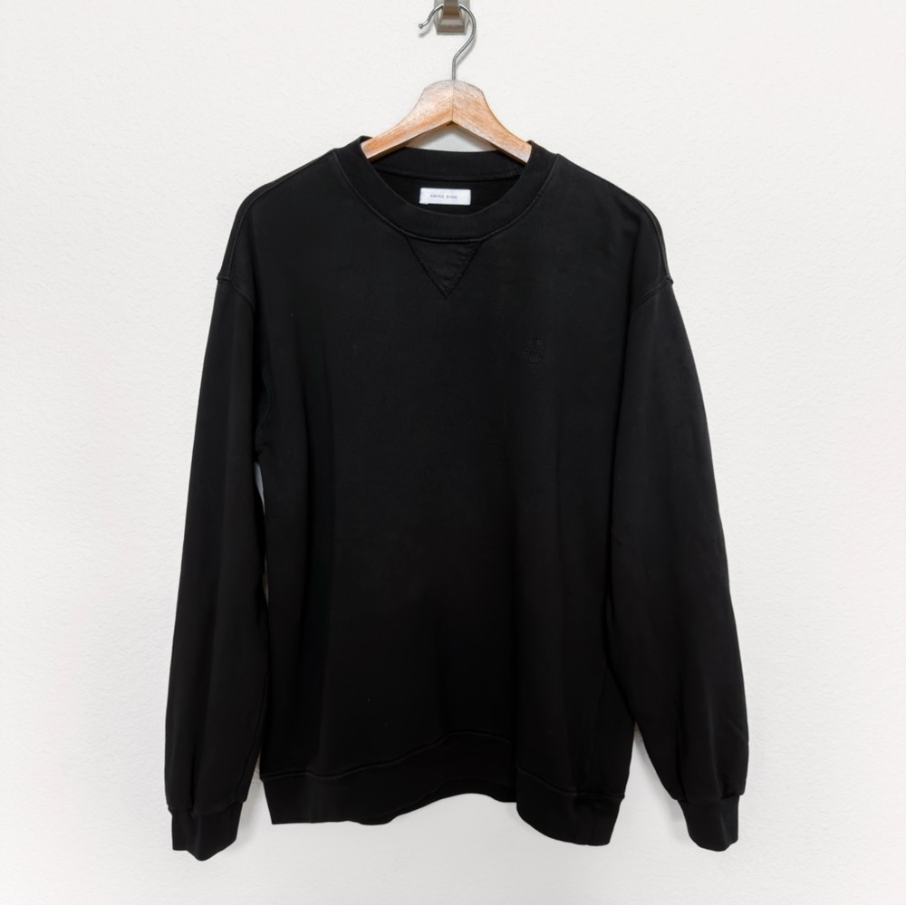 Anine Bing Embroidered AB Sweatshirt in Washed Black